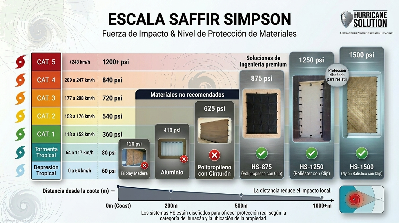 Escala Saffir-Simpson — Niveles de protección Hurricane Solution